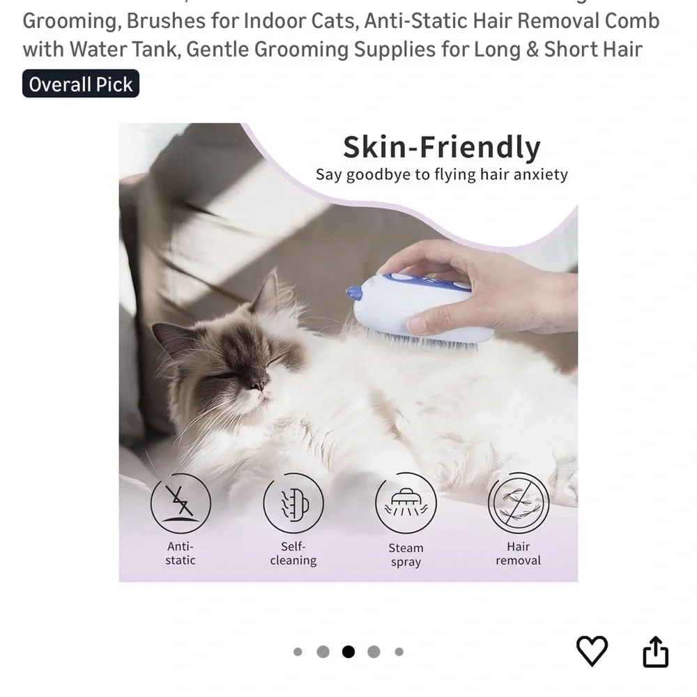 Anti-Static Cat Grooming Brush with Water Tank